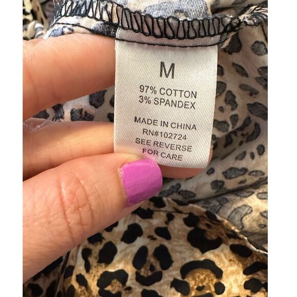 Harve Benard 3/4 sleeves animal print tunic button blouse size M - Picture 4 of 10